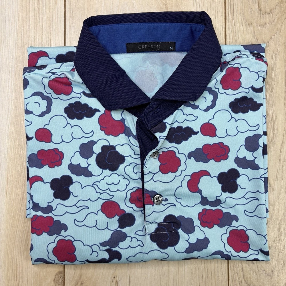 Greyson OCEAN EDGE RESORT & GOLF CLUB Polo Golf Shirt Mens Small Cloud Pattern